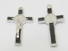 50X Enamel Black Cross Pendant Jewellery Finding 3.8x2x0.5cm