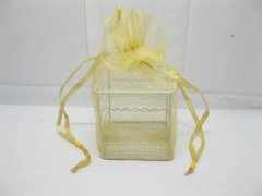 (image for) 12Pcs Ivory Metal Wire Candy Basket w/Bag Wedding Favor