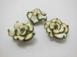 195 Green White Fimo Rose Flower Beads Jewellery Findings 2.5cm (image for) 195 Green White Fimo Rose Flower Beads Jewellery Findings 2.5cm