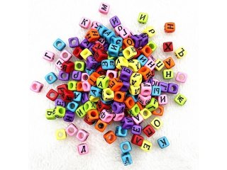 6Packs x 160Pcs Alphabet Letter Cube Beads 7mm Mixed Color