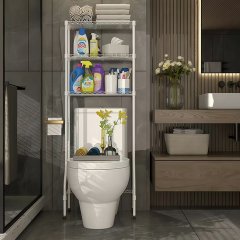 1Pc White Over Toilet Bathroom Shelf Rack Space Saver Storage (image for) 1Pc White Over Toilet Bathroom Shelf Rack Space Saver Storage