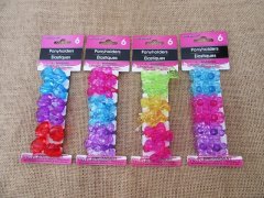 (image for) 1Sheet X 6Pcs Elastic Hair Bands Hair Ties Assorted