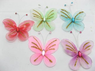 50 Stocking Craft Glitter Swirl Butterfly Mixed Colour