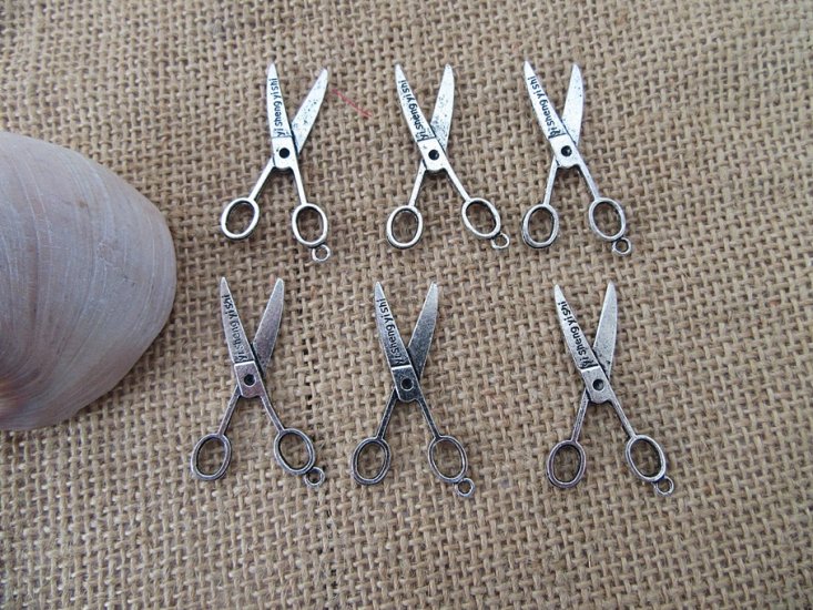 100Pcs New Scissors Beads Charms Pendants Jewellery Findings - Click Image to Close