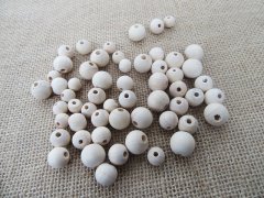 (image for) 250Grams Natural Round Wooden Loose Beads Assorted 10-14mm Dia.