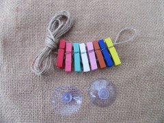 6Sets Photo Hanger Line Hemp Cord w/Clips Suction Cups DIY Room 6Sets Photo Hanger Line Hemp Cord w/Clips Suction Cups DIY Room