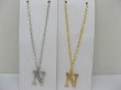 12 Silver&Golden Chain Necklace with Rhinestone Letter "N" Dangl (image for) 12 Silver&Golden Chain Necklace with Rhinestone Letter "N" Dangl