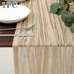 (image for) 1Pc Light Beige Rustic Sheer Table Runner Chair Sashes Wedding
