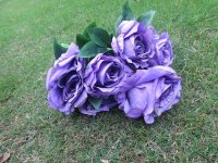 1Pc x 8 Head Purple Artificial Rose Flower Arrangement Home