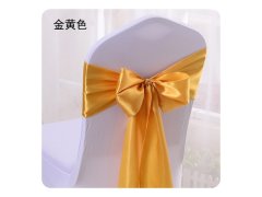 (image for) 10Pcs GOLDEN Satin Sashes Chair Wider Bow Wedding Venue Banquet