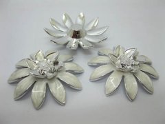 10Pcs Enamel Flower Hairclip Jewelry Finding Beads - Silver 10Pcs Enamel Flower Hairclip Jewelry Finding Beads - Silver