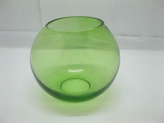4X Green Glass Wedding Bowl Vase 10cm High