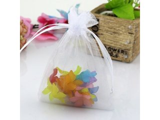 (image for) 6Pkt x 10Pcs White Black Organza Drawstring Gift Jewelry Pouches