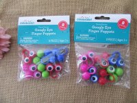 6Pks x 8Pcs Googly Eye Ring Finger Puppets Eyeball Finger Toy