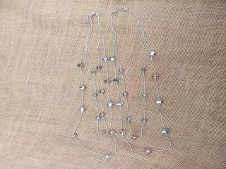 6Pcs Elegant AB Rainbow Crystal Glass Beaded Long Necklace (image for) 6Pcs Elegant AB Rainbow Crystal Glass Beaded Long Necklace