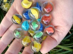 (image for) 5000 Clearer Classic Play Glass Marbles 16mm 4 Petals Inside Mix