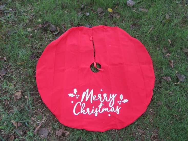 1Pc Red Felt Tree Skirt Foot Cover Skirt Tree Christmas Decor - Click Image to Close