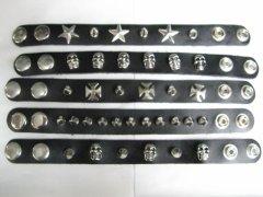 (image for) 10 Punk Gothic Spiked Nail Cross Skull Cuff Bracelets