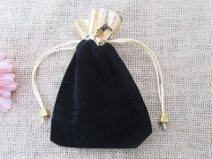 4Packs x 5Pcs Black Velvet Drawstring Gift Jewelry Pouches 17x12