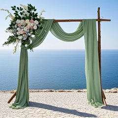 (image for) 1Pc Green Wedding Arch Chiffon Backdrop Curtain Drape Background
