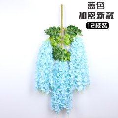 (image for) 12Pc Blue Artificial Silk Hanging Flower Garland Vine Wisteria Leaf