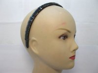 12Pcs 14mm Hairband Hair Bands with Rhinestone Dark Blue