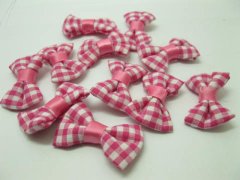(image for) 200X Pink Grid Bowknot Bow Tie Decorative Applique Embellishment
