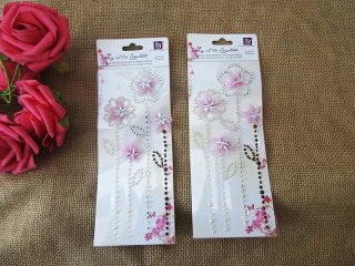 (image for) 6Sheets x 4Pcs Decorative Flower Sticker Adhensive Embellishment