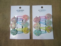 (image for) 1Sheet x 6Pc Colorful Shell BB Snap Hair Clips Hair Sleepies