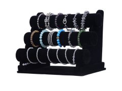 (image for) 1Pc Black Velvet 3-Layer Bracelet Display Stand Rack