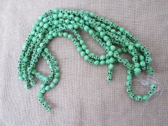8Strands X 30Pcs Green Skull Gemstone Beads 12x10x10mm