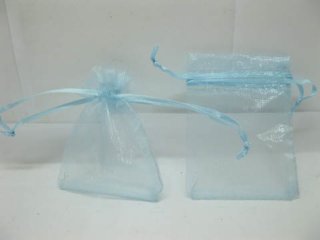 100 Light Blue Drawstring Jewelry Gift Pouches 9x7cm