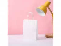 48 Bulk Kraft Paper Gift Carry Shopping Bag 21x15x8cm White