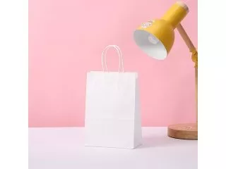 48 Bulk Kraft Paper Gift Carry Shopping Bag 21x15x8cm White