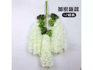 12Pc Ivory Artificial Silk Hanging Flower Garland Vine Wisteria