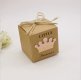 50X Girl Brown Kraft Square Sweets Candy Gift Boxes W/Hemp Cord