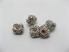 20 Alloy Dotted European Thread Beads with Rhinestone