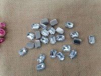 100Pcs Flatback Acrylic Rhinestone Rectangle Gems 18x12x6mm