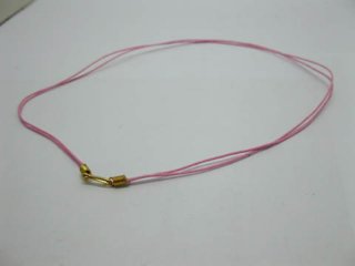 95 Pink 2-String Waxen Strings For Necklace Golden Clasp