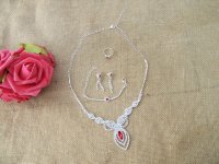 1Set Red Luxury Bridal Jewelry Set Necklace Earring Bracelet
