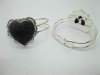 12 Black Heart Top Metal Bangles with Case