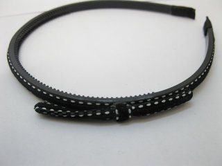 1Pc Black Hair Band Hairbands with Attached Bowknot