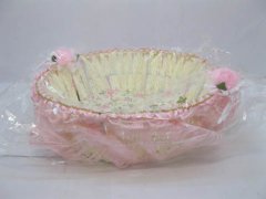 2X Fancy Handmade Round Paper Crochet Basket