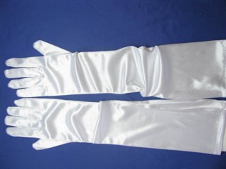 1Pair White Satin Wedding Dress Bridal Gloves 46cm