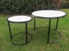 1Set 2Pcs Glass Marble Looks Like Modern Nesting Accent Table