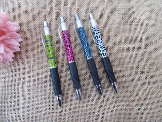6Sheets x 4Pcs Retractable Ball Point Pen Black Ink Ball Pen