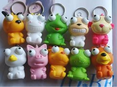 20Pcs Extruding Big Eyes Doll Key Rings Novelty Toys Animal