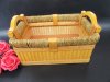 1X Oblong Wooden Tray Woven Ratten Basket Organiser