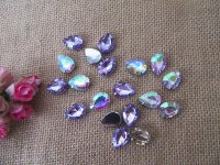 100Pcs Flatback Acrylic Rhinestone Tear Drop Gems 18x13x6mm