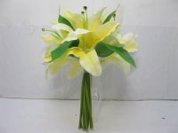 1X Lily Bridal Bouquet Holding Flowers Wedding Favor Yellow